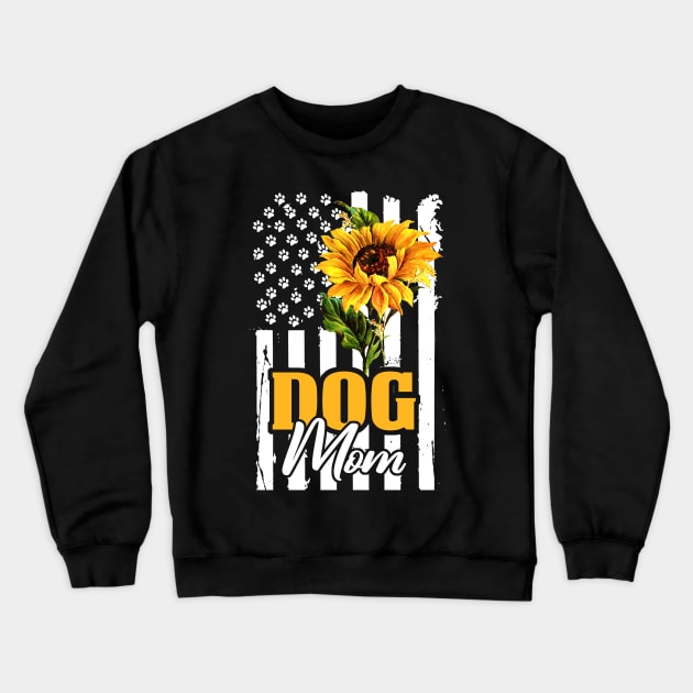 Flag American Dog Mom Crewneck Sweatshirt by Pelman